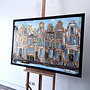 Painting- 80x120x4,5 cm - Rick Triest - Amsterdam Herengracht - Blue & Gold #141