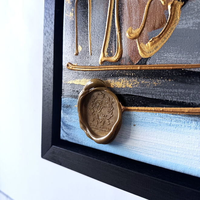 Schilderij- 80x120x4,5 cm - Rick Triest - Amsterdam Herengracht - Blue & Gold #141