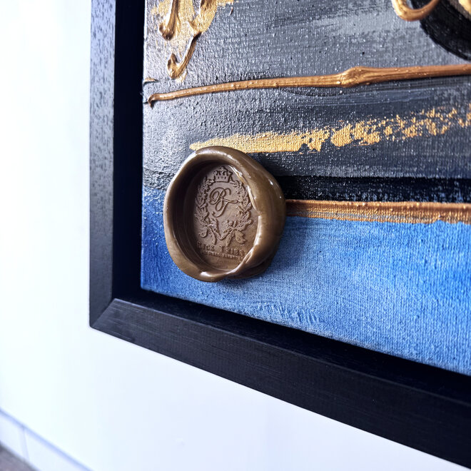 Painting- 80x120x4,5 cm - Rick Triest - Amsterdam Herengracht - Blue & Gold #140