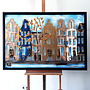 Schilderij- 80x120x4,5 cm - Rick Triest - Amsterdam Herengracht - Blue & Gold #139