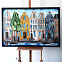 Schilderij- 80x120x4,5 cm - Rick Triest - Amsterdam Herengracht - Blue & Gold #137