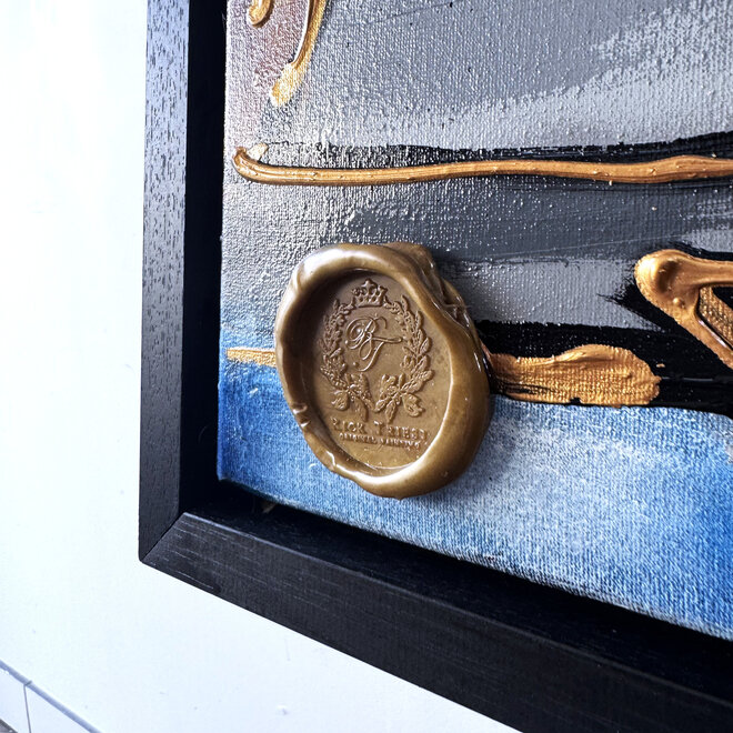 Schilderij- 80x120x4,5 cm - Rick Triest - Amsterdam Herengracht - Blue & Gold #137