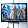 Painting- 80x120x4,5 cm - Rick Triest - Amsterdam Herengracht - Blue & Gold #136