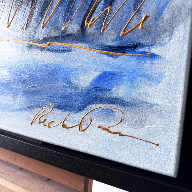 Schilderij- 80x120x4,5 cm - Rick Triest - Molen Holland Delft blauw & Gold - 2