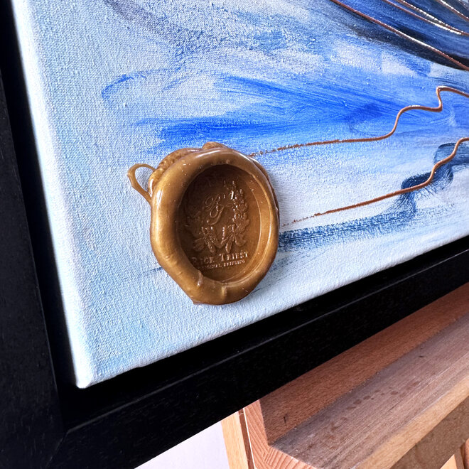 Schilderij- 80x120x4,5 cm - Rick Triest - Molen Holland Delft blauw & Gold - 2