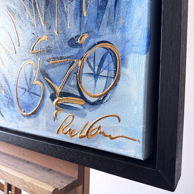 Painting- 80x120x4,5 cm - Rick Triest - Molen Holland Delft blauw & Gold - 1