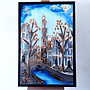 Schilderij- 80x120x4,5 cm - Rick Triest - Amsterdam Herengracht - Blue & Gold #131- Westertoren