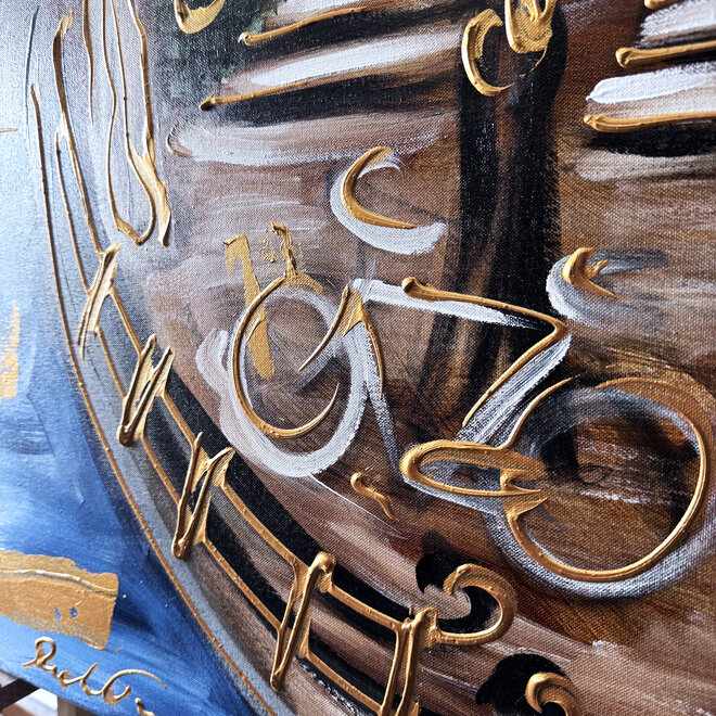 Schilderij- 120x150cm - Rick Triest - Amsterdam Prinsengracht - Blue & Gold #31