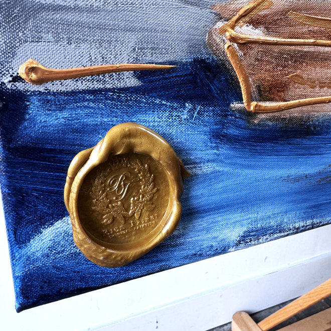 Schilderij- 120x150cm - Rick Triest - Amsterdam Prinsengracht - Blue & Gold #31