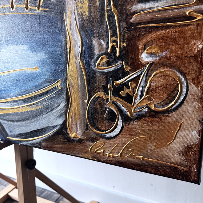 Painting- 120x150cm - Rick Triest - Amsterdam Prinsengracht - Blue & Gold #34