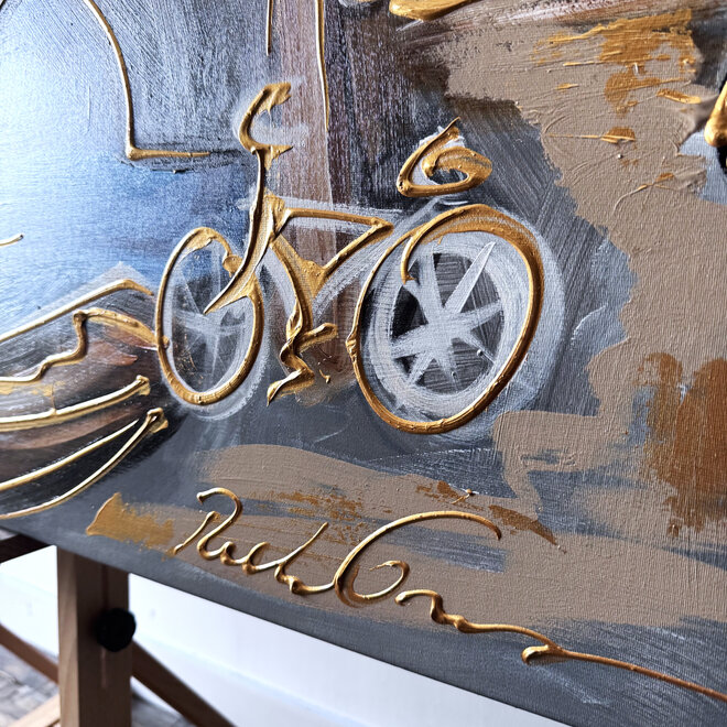 Painting- 120x150cm - Rick Triest - Amsterdam Prinsengracht - Blue & Gold #35