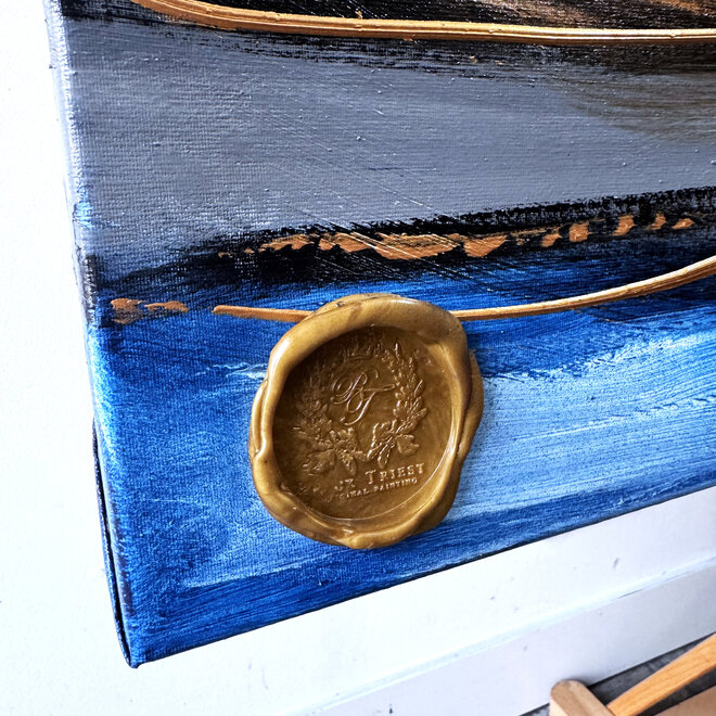 Schilderij- 120x150cm - Rick Triest - Amsterdam Prinsengracht - Blue & Gold #35