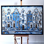 Painting- 100x150cm - Rick Triest - Amsterdam Herengracht -Blue & Gold  -Delftblauw