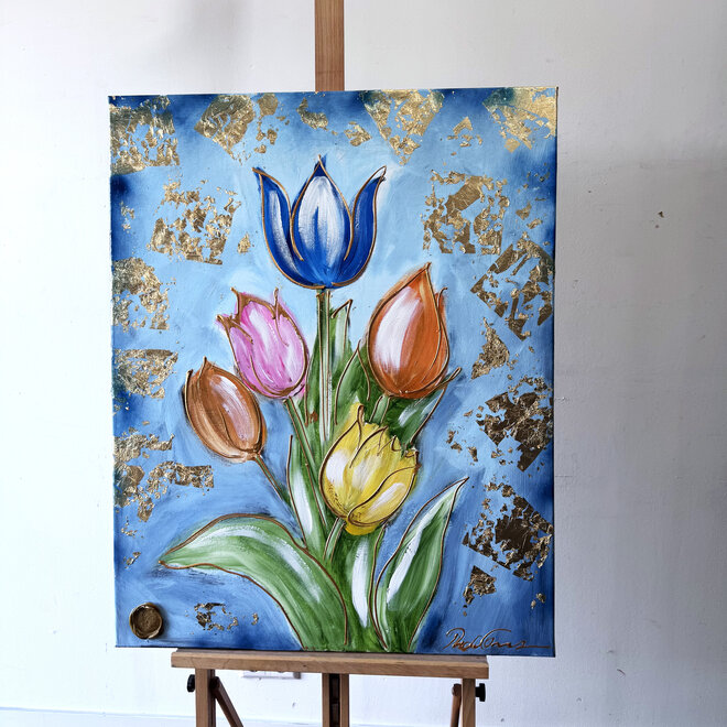 Painting  -80x100 cm - Tulpenmanie -  Contemporary tulip composition #12