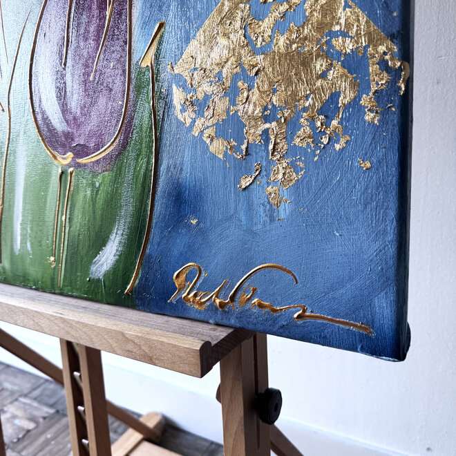 Schilderij - 80x100 cm - Rick Triest - Contemporary tulip composition #11