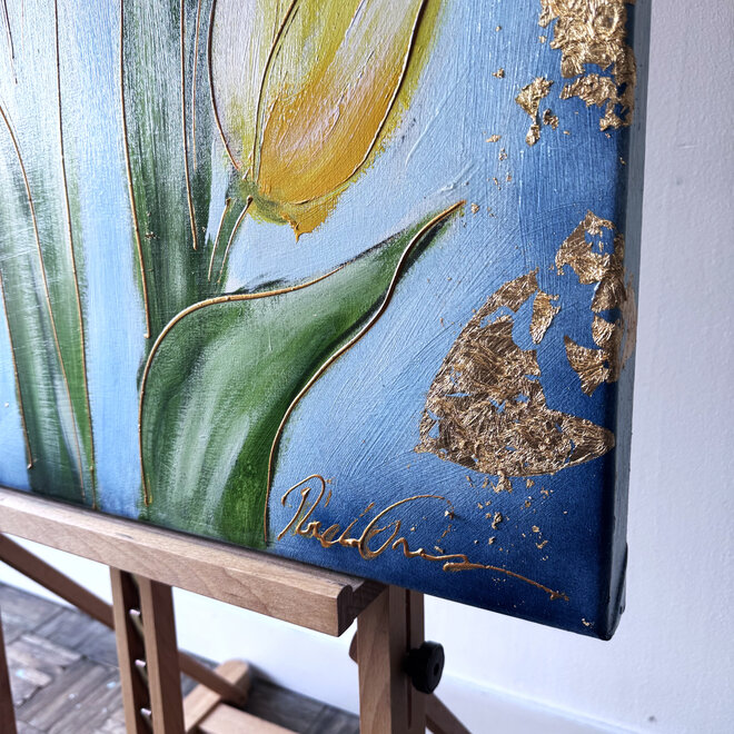 Painting  - 80x80 cm - Rick Triest -  Contemporary tulip composition #10