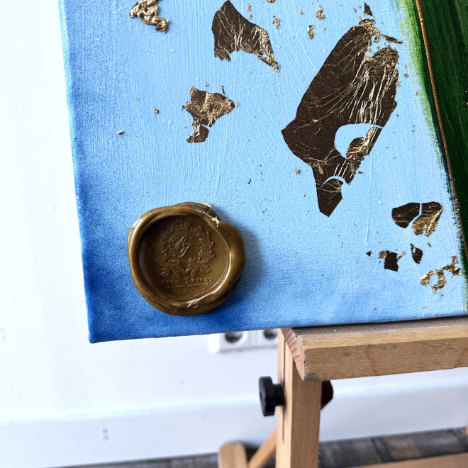 Schilderij - 80x80 cm - Rick Triest -  Contemporary tulip composition #9