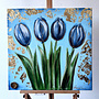 Schilderij - 80x80 cm - Rick Triest -  Contemporary tulip composition #9