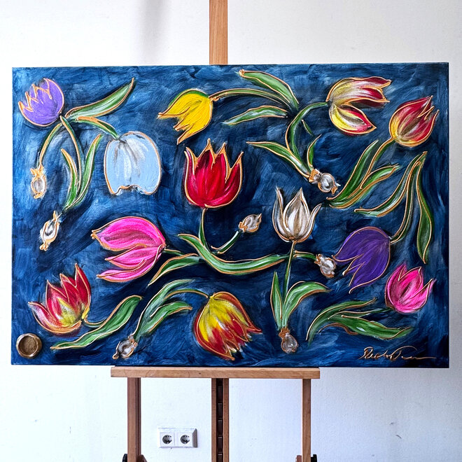 Schilderij -80x120 cm - Tulpenmanie - Contemporary tulip composition #3