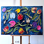 Painting  - 80x120 cm - Rick Triest -  Contemporary tulip composition #3