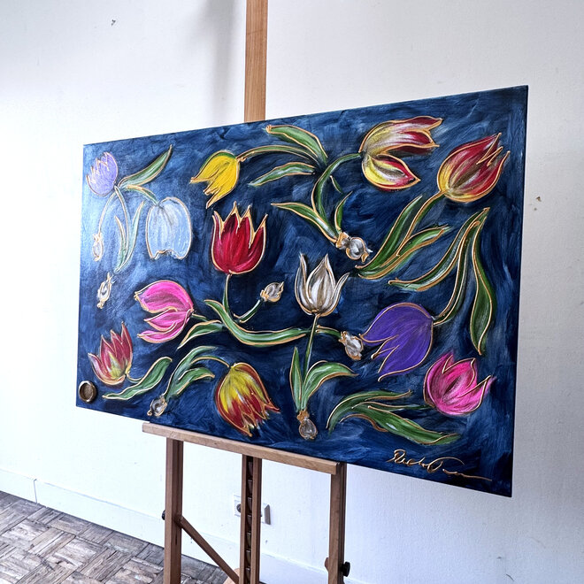 Painting  - 80x120 cm - Rick Triest -  Contemporary tulip composition #3
