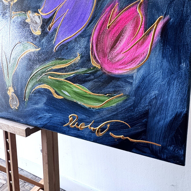 Painting  - 80x120 cm - Rick Triest -  Contemporary tulip composition #3