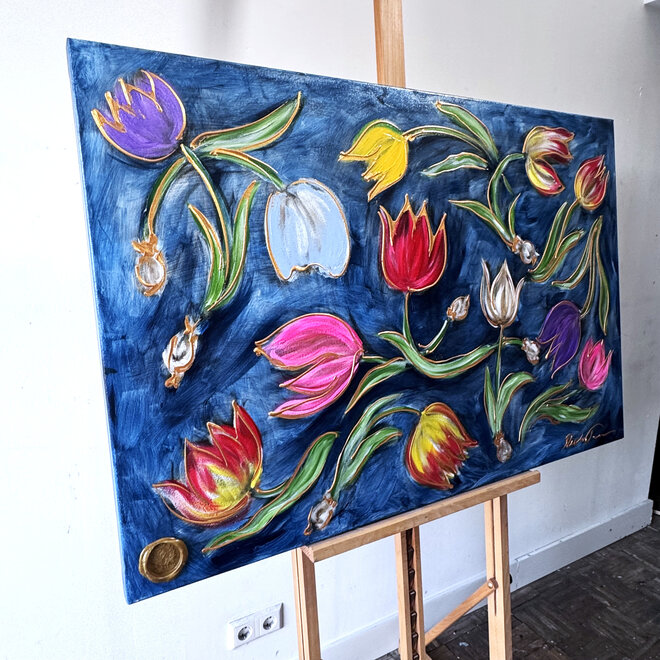 Schilderij - 80x120 cm - Rick Triest -  Contemporary tulip composition #3