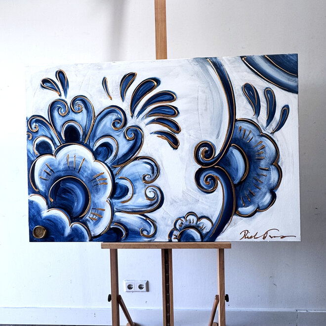 Painting  - 80x120 cm - Rick Triest -  XL delft composition #2