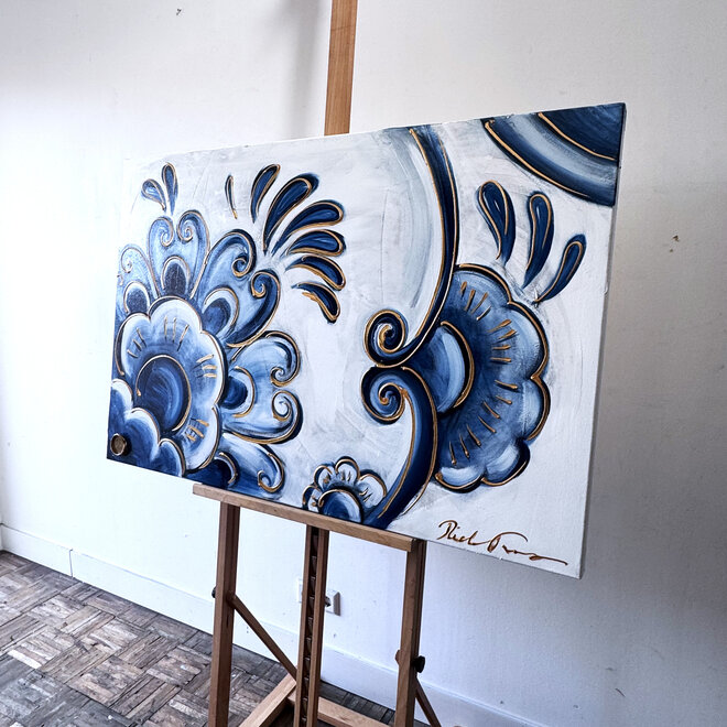 Schilderij - 80x120 cm - Rick Triest -  XL delft composition #2