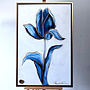 Schilderij - 80x120x2 cm - Rick Triest -  XL delft tulp - Blue and gold - #1