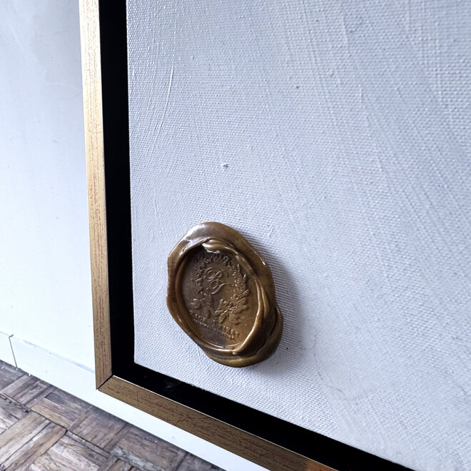 Schilderij - 80x120x2 cm - Rick Triest -  XL delft tulp - Blue and gold - #2