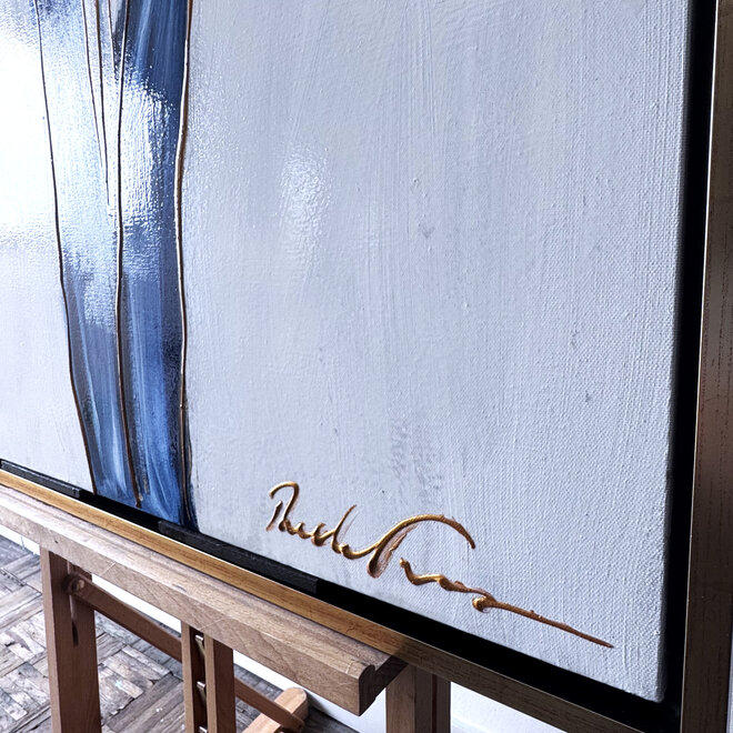 Painting  - 80x120x2 cm - Rick Triest -  XL delft tulp - Blue and gold - #4