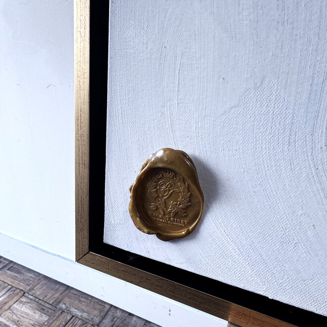 Schilderij - 80x120x2 cm - Rick Triest -  XL delft tulp - Blue and gold - #4