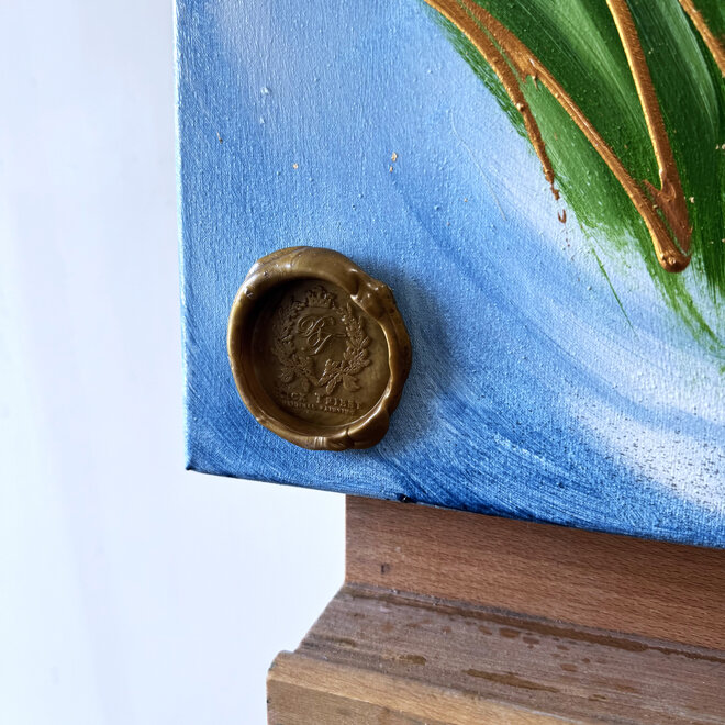 Painting  - 70x100 cm - Rick Triest  - Amsterdams huisje met tulpen - Rood