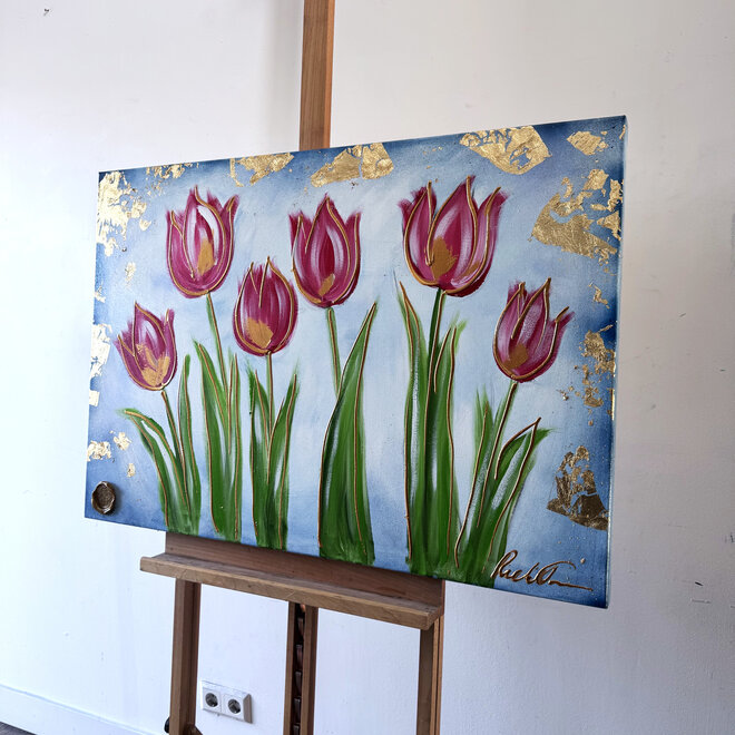 Schilderij - 70x100 cm - Rick Triest  - Contemporary tulip composition #17