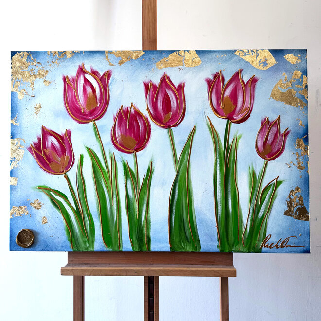 Painting  -70x100 cm - Tulpenmanie  - Contemporary tulip composition #17