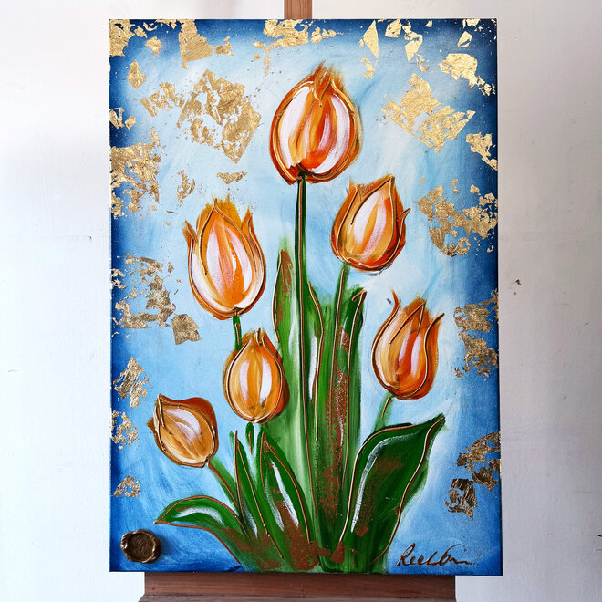 Painting  - 70x100 cm - Rick Triest  - Contemporary tulip composition #15