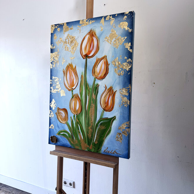Schilderij - 70x100 cm - Rick Triest  - Contemporary tulip composition #15