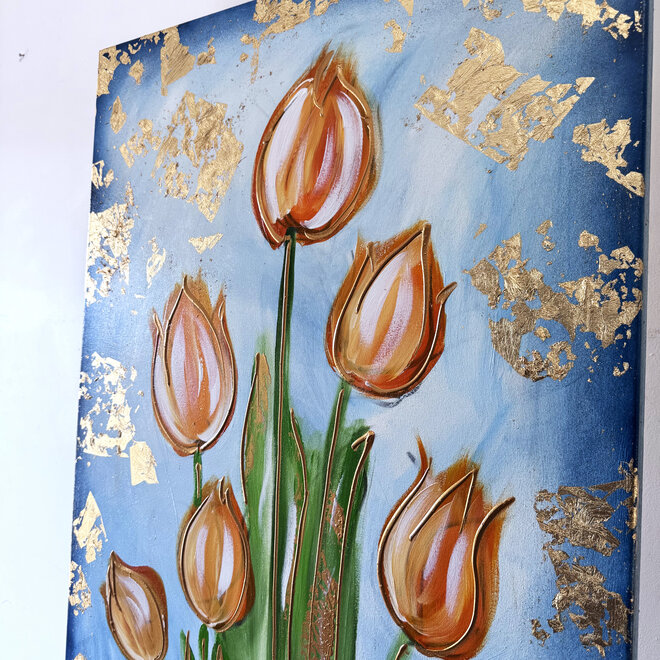 Painting  - 70x100 cm - Rick Triest  - Contemporary tulip composition #15