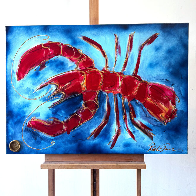 Schilderij- 70x100x4,5 cm - Lobster Time - Red & Gold #2