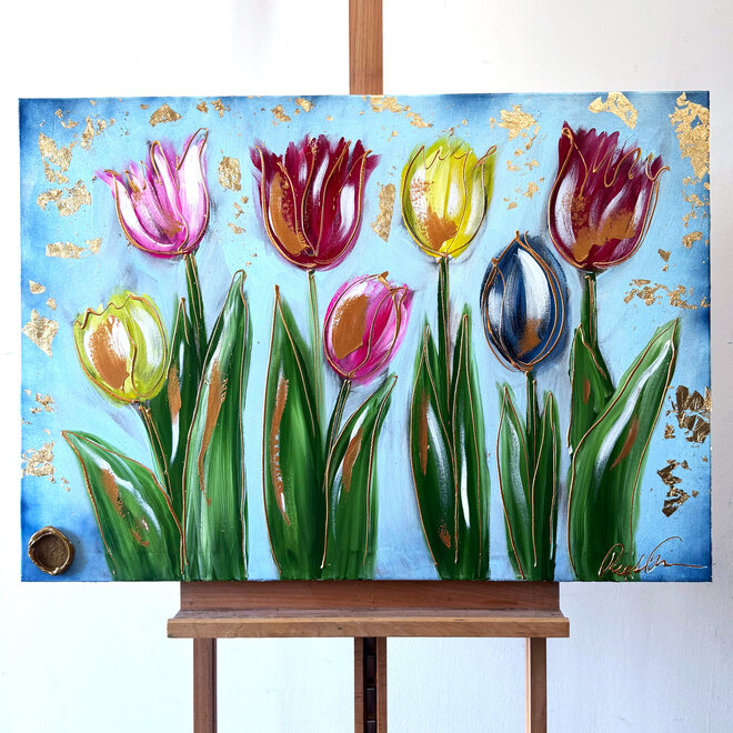 Schilderij -70x100 cm - Tulpenmanie  - Contemporary tulip composition #8