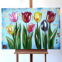 Schilderij - 70x100 cm - Rick Triest  - Contemporary tulip composition #8