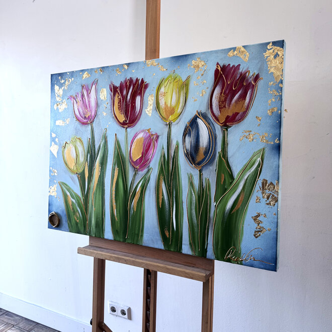 Painting  - 70x100 cm - Rick Triest  - Contemporary tulip composition #8
