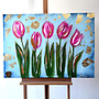 Painting  - 70x100 cm - Rick Triest  - Contemporary tulip composition #7