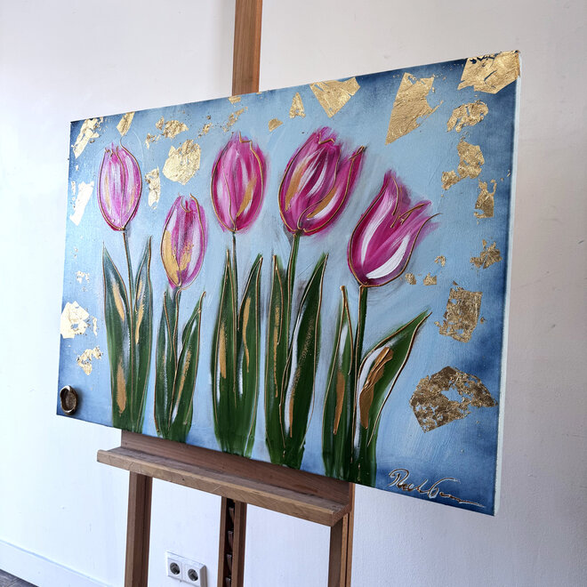 Painting  - 70x100 cm - Rick Triest  - Contemporary tulip composition #7