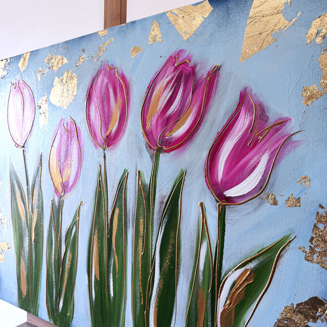 Schilderij - 70x100 cm - Rick Triest  - Contemporary tulip composition #7