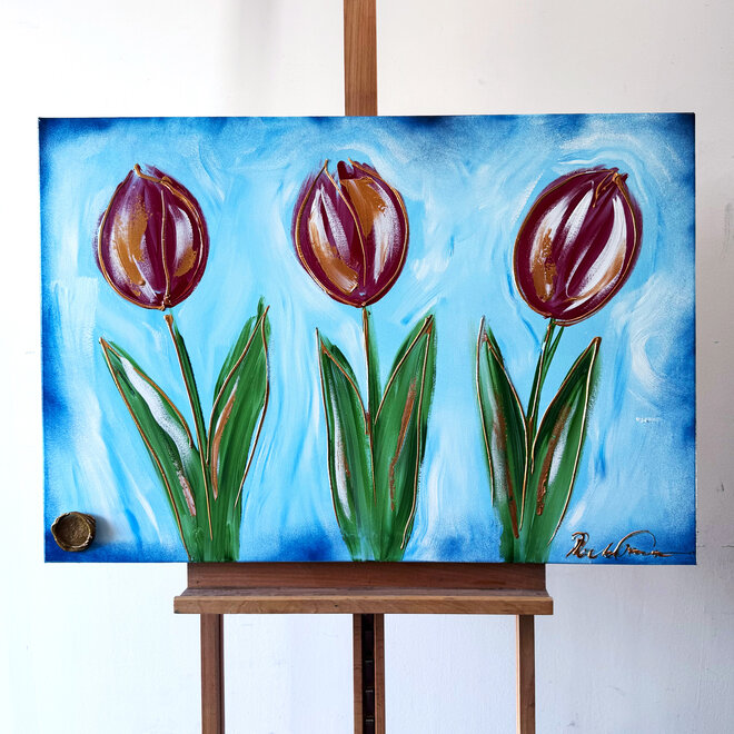 Painting  - 70x100 cm - Rick Triest  - Contemporary tulip composition #6