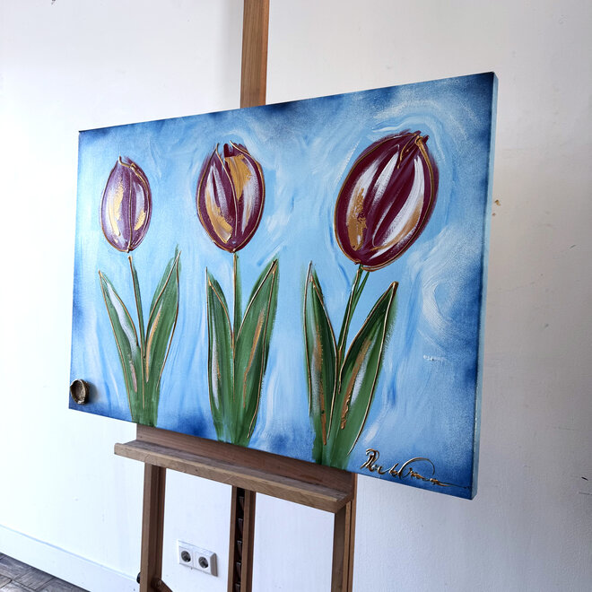 Schilderij - 70x100 cm - Rick Triest  - Contemporary tulip composition #6