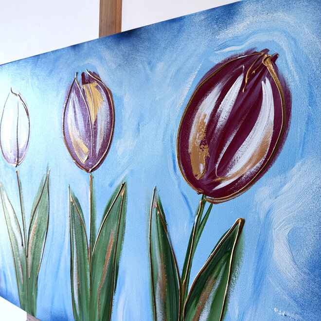 Schilderij - 70x100 cm - Rick Triest  - Contemporary tulip composition #6