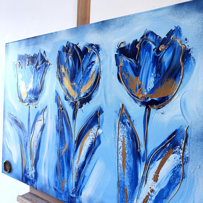 Schilderij - 70x100 cm - Rick Triest  - Contemporary tulip composition #5